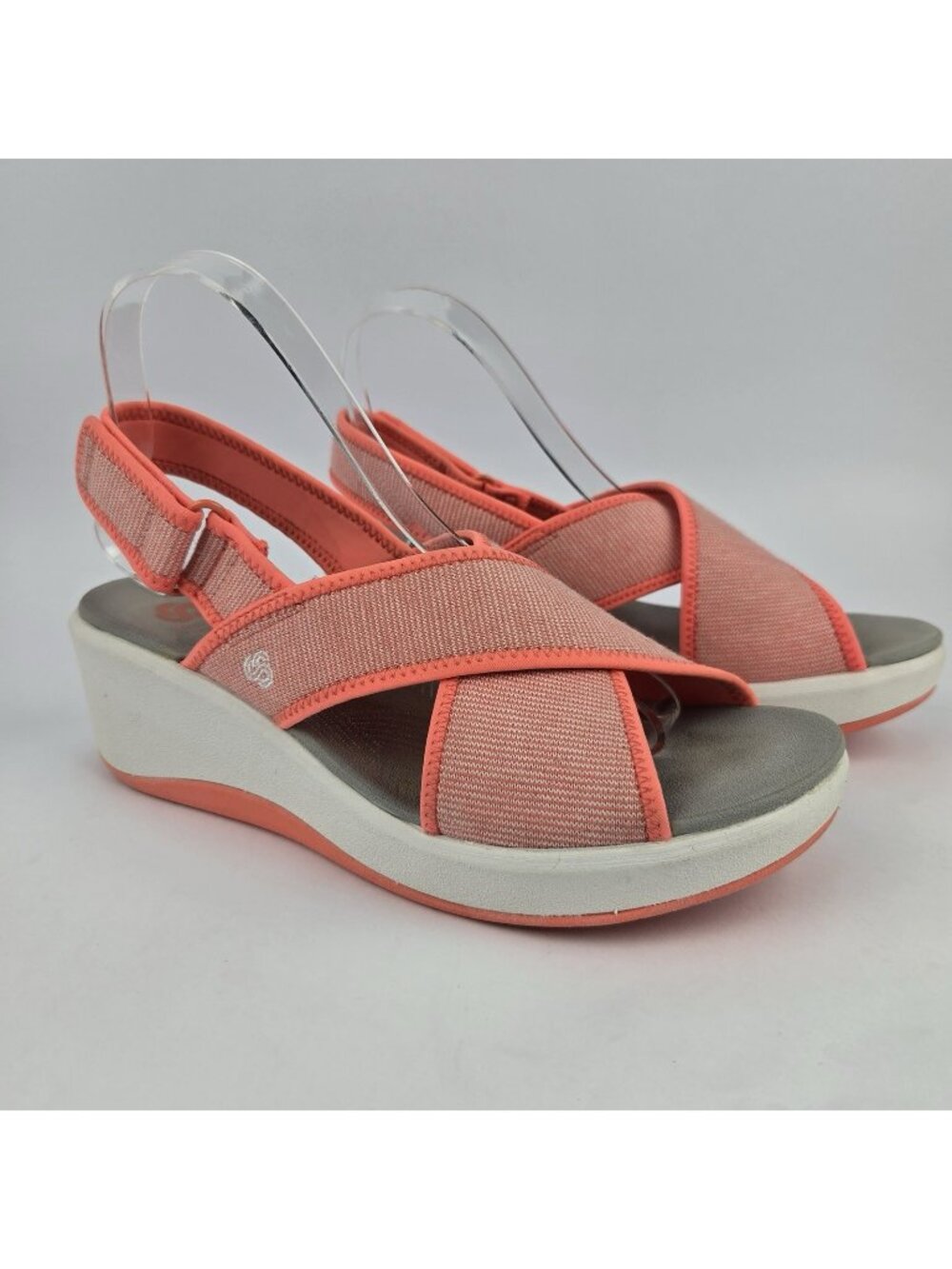 Clarks step Cali cove womens size 9 shoes coral slingback wedge comfort sandals